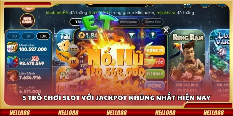 5 trò chơi slot với jackpot khủng nhất hiện nay